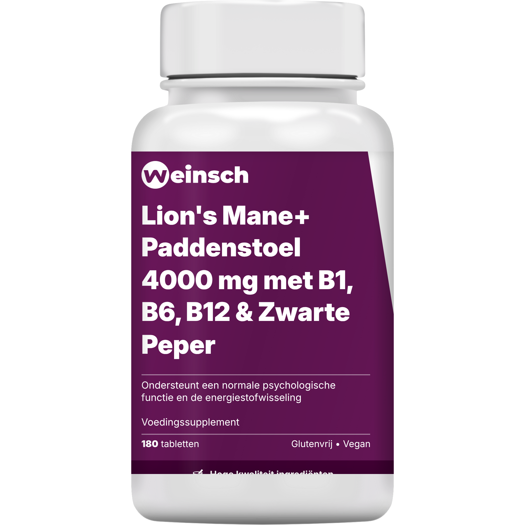 Lion s mane paddenstoel 4000 mg met b1 b6 b12 zwarte peper verpakking potje.png