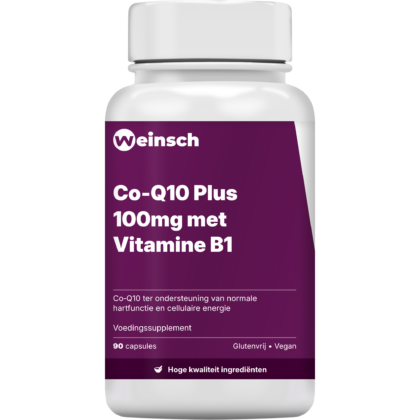 Co q10 plus 100mg met vitamine b1 verpakking potje.png