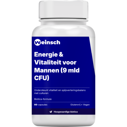 Energie vitaliteit voor mannen 9 mld cfu verpakking potje wei.png