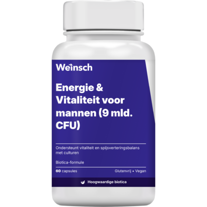 Energie vitaliteit voor mannen 9 mld cfu verpakking potje.png